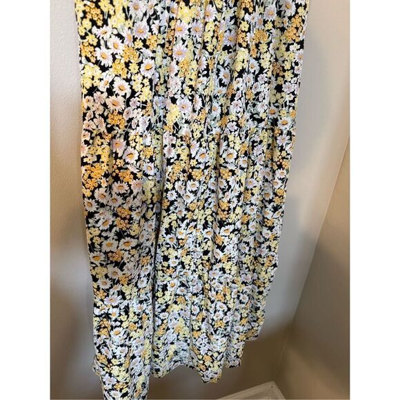 Sanctuary Size XL Ditzy Floral Tiered Maxi Dress Black Butter Yellow Daisy Print - Picture 13 of 14